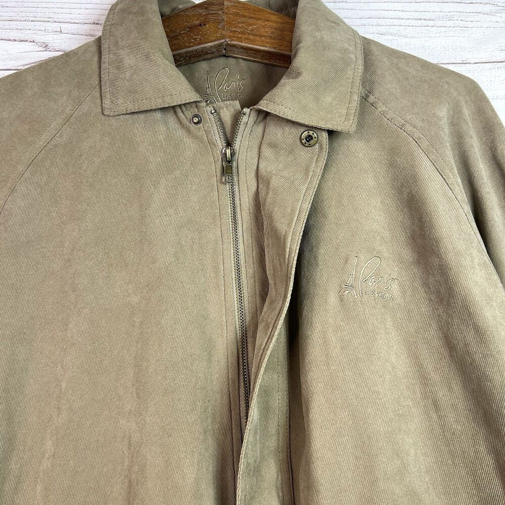 Vintage 90s Paris Las Vegas Suede Tan Full Zipper Jacket Mens Size XL Polyester - Picture 6 of 12